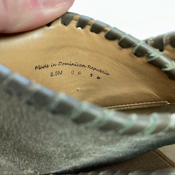 Jack Rogers Sadie Flat Ankle Boots Olive Green Suede Booties Leather Women’s 5.5 - Picture 8 of 10